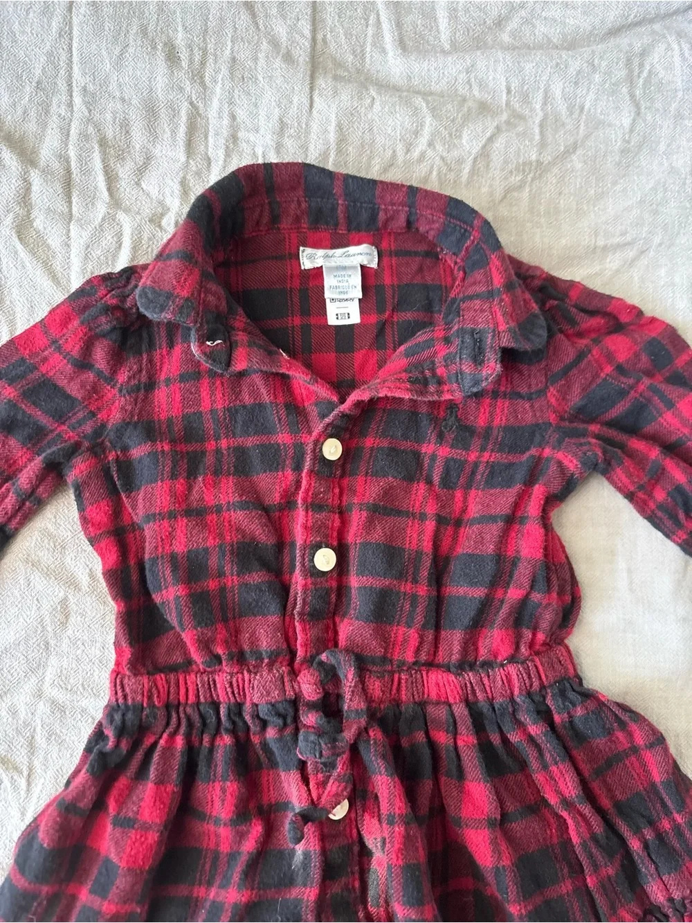 Ralph Lauren Red and Black Plaid Button-Front Dress